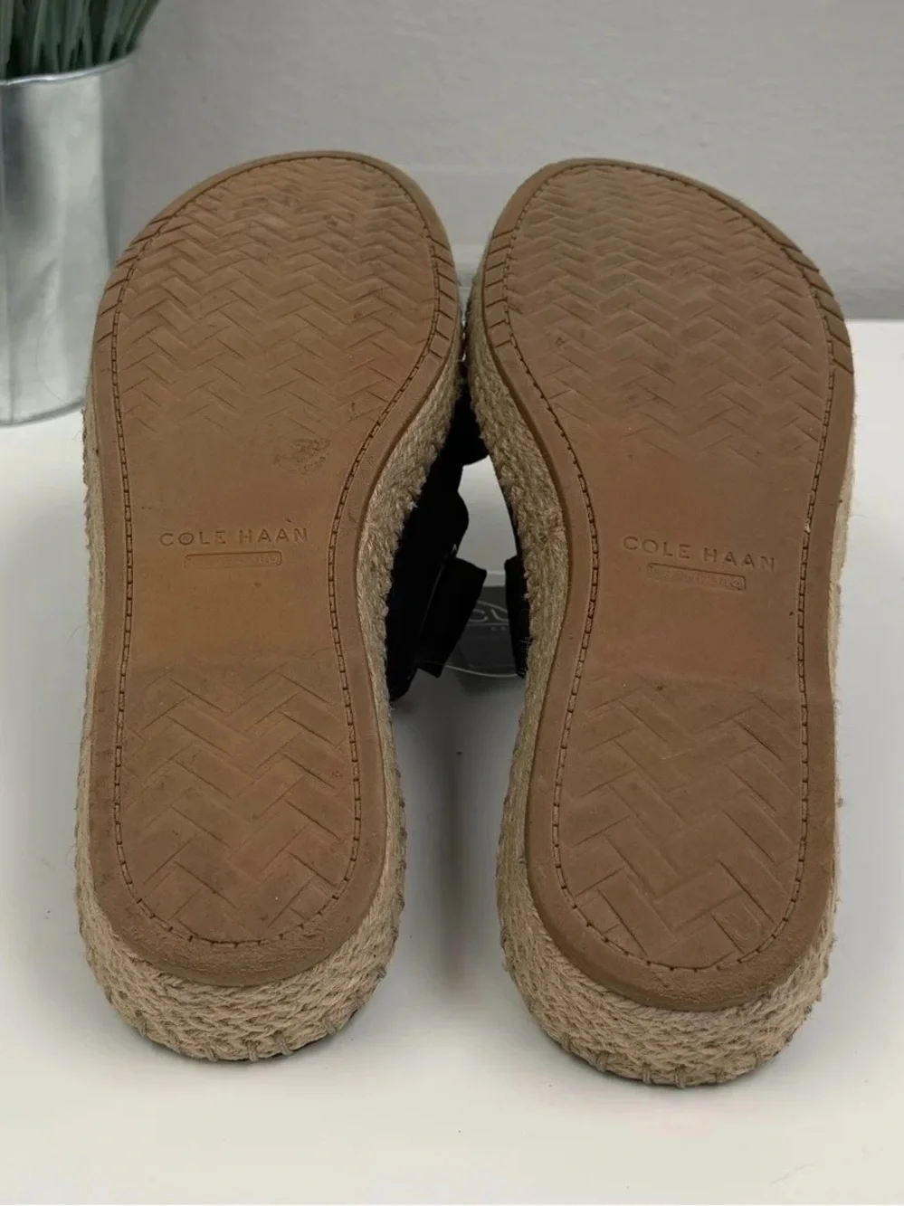 Cole Haan Black Cloudfeel Espadrille Slide Sandals - Size 8.5